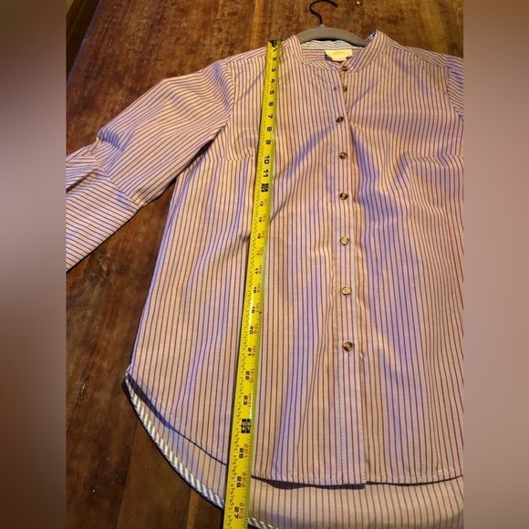 Maeve Stripe Fluted Bell Sleeve Button Down Blouse - Picture 6 of 7